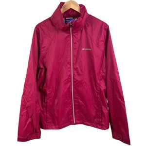 Columbia Switchback III Raspberry Full Zip Hooded Rain Jacket XL Woman's NWT‎